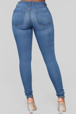 Summer Light Blue Denim High Waist Fit Jeans