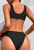 Sexy One-Piece High Cut Deep-V Black Swimwear