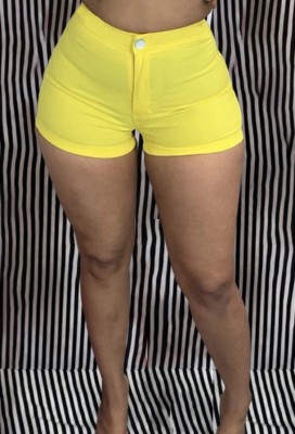 Summer Yellow High Cut High Waisted Sexy Denim Shorts