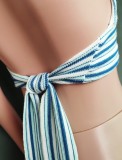 Summer Multi-Colored Stripes Deep-V Knitting Crop Top