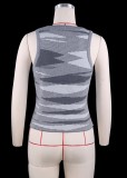 Summer Stripes Grey Knitting Sleeveless Crop Top