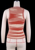 Summer Stripes Red Knitting Sleeveless Crop Top