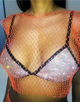 Summer Sexy Fishnet Beaded Club Crop Top