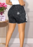Summer Black Lace-Up High Waist Jean Shorts
