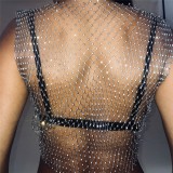 Summer Sexy Fishnet Beaded Club Crop Top