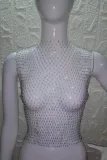 Summer Sexy Fishnet Beaded Club Crop Top