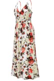 Summer Casual Bohemain Floral Deep-V Strap Long Maxi Dress