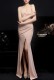 Summer Nude Wrapped Strap Long Evening Dress