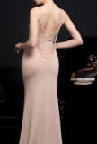 Summer Nude Wrapped Strap Long Evening Dress