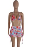 Summer Tie Dye Sexy Bra and Shorts Matching 2PC Party Set