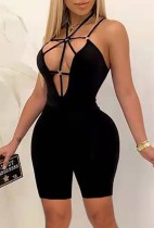 Summer Black Sexy Hollow Out Bodycon Rompers Jumpsuit