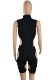 Summer Black Sexy Hollow Out Sleeveless Bodycon Rompers Jumpsuit