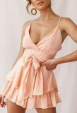 Summer Casual Dot Print High Waist Strap Rompers