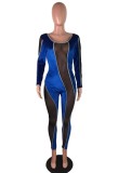 Summer Mesh Patch Velvet Sexy Party Bodycon Jumpsuit