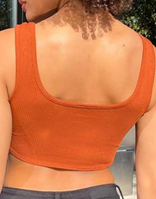 Summer Orange Irregular Tank Crop Top