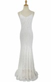 Summer White Lace Strap Mermaid Evening Dress