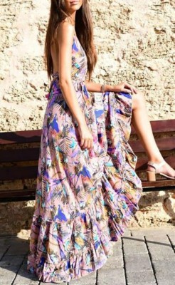 Summer Sexy Deep-V Floral Halter Long Maxi Dress