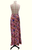 Summer Sexy Deep-V Floral Halter Long Maxi Dress