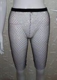 Summer Beading Black Fishnet High Waist Shorts Cover-Up