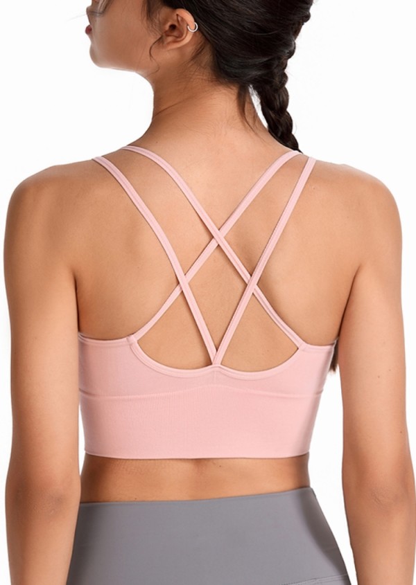 Summer Solid Color Sports Spaghetti Yoga Bra