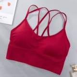 Summer Solid Color Sports Spaghetti Yoga Bra