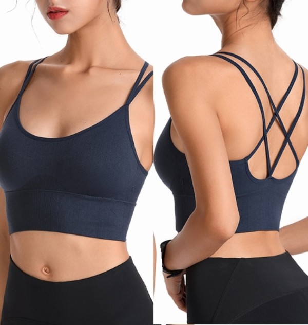 Summer Solid Color Sports Spaghetti Yoga Bra