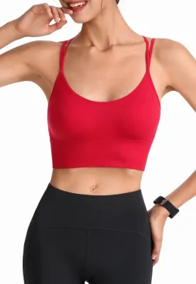 Summer Solid Color Sports Spaghetti Yoga Bra