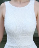 Summer Wedding White Sequins Sleeveless O-Neck Mermaid Bridal Dress