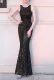 Summer Black Sequins Sleeveless O-Neck Mermaid Evening Dress