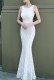 Summer Wedding White Sequins Sleeveless O-Neck Mermaid Bridal Dress