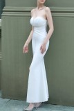 Summer Wedding White Strapless Front Slit Mermaid Bridal Dress