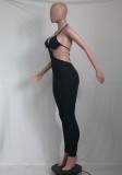 Summer Black Sexy Cut Out Halter Bodycon Jumpsuit