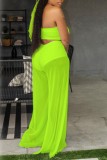 Summer Green Bandeau Top and Wide Pants 2PC Matching Set