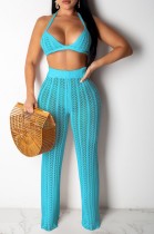 Summer Seaside Blue Crochet Bra and Pants 2PC Matching Set