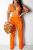 Summer Seaside Orange Crochet Bra and Pants 2PC Matching Set