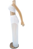 Summer White Bandeau Top and Wide Pants 2PC Matching Set