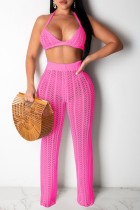 Summer Seaside Pink Crochet Bra and Pants 2PC Matching Set