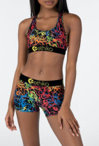 Summer Sports Print Bra and Shorts 2 Piece Jogger Suit