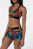 Summer Sports Print Bra and Shorts 2 Piece Jogger Suit