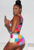 Summer Print Colorful Vest and Shorts Two Piece Matching Set