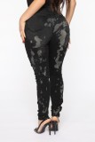 Summer Black Distressed High Waist Fit Jeans