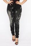 Summer Black Distressed High Waist Fit Jeans