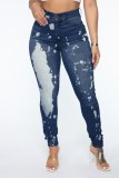 Summer Blue Distressed High Waist Fit Jeans