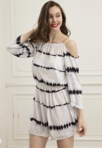 Summer Casual Tie Dye Strap Long Sleeve Short Dress