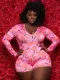 Spring Plus Size Cute Print Long Sleeve Lounge Rompers