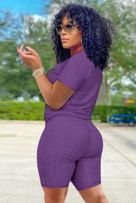 Summer Casual Waffle Shirt and Shorts Matching Set