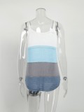 Summer Block Color Hollow Out Knit Tank Tops