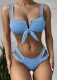 Summer 2 Piece Solid Color Knotted Swimwear