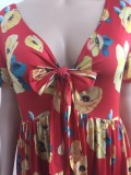 Summer Plus Size Floral V-Neck Long Maxi Dress