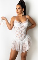 Summer White Lace Sexy Strap Party Dress